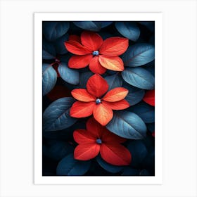 Red Flowers Wallpaper Art Print