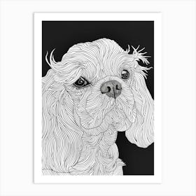 English Toy Spaniel Dog Line Sketch 2 Art Print