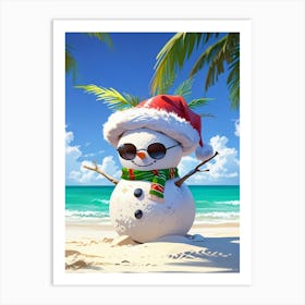 Snowman On The Beach 1 Art Print