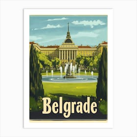 Aihrgdesign A Mid Century Modern Travel Poster For Belgrade 5 Art Print