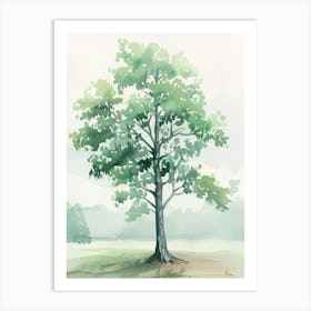 Paulownia Tree Atmospheric Watercolour Painting 3 Art Print