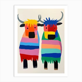 Colourful Kids Animal Art Yak 1 Art Print