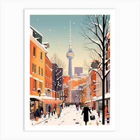 Retro Winter Illustration Berlin Germany Art Print