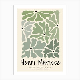 Matisse Inspired Sage Green Floral Art Print