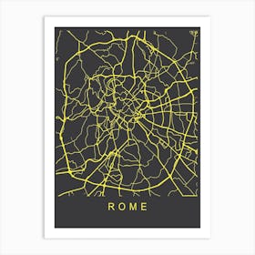 Rome Map Neon Art Print