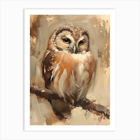 Northern Saw Whet Owl Painting 4 Art Print