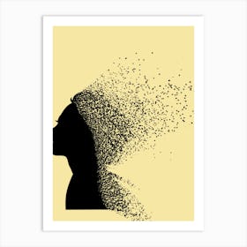 Silhouette Of A Woman With Hair Falling Down Art Print