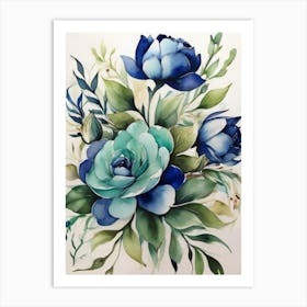 Blue Flowers 1 Art Print