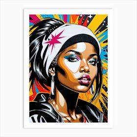 Graffiti Mural Of Beautiful Hip Hop Girl 88 Art Print