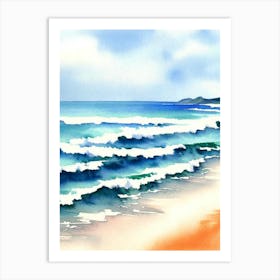 Coolum Beach 3, Australia Watercolour Art Print