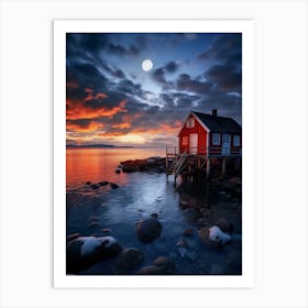 Red House At Sunset Art Print