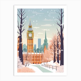 Vintage Winter Travel Illustration London United Kingdom 1 Art Print