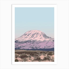 Mount Meru Tanzania Color Line Drawing (8) Art Print