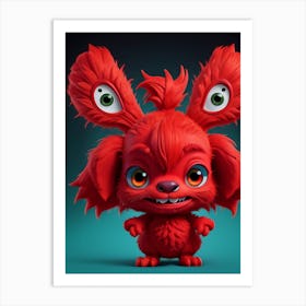 Red Teddy Bear Art Print