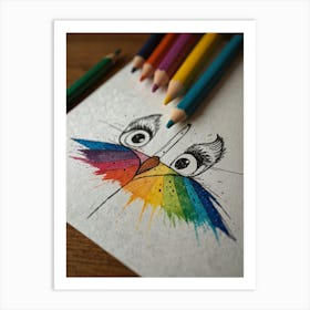 Rainbow Owl Art Print