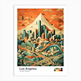 Los Angeles, Us, Geometric Illustration 3 Poster Art Print