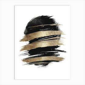 Black And Gold Brush Strokes 6 Art Print