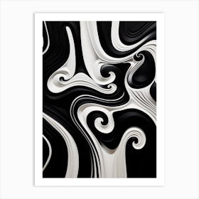 Oscillation Abstract Black And White 6 Art Print