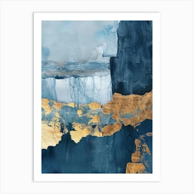 Abstract In Blue And Gold 2 Art Print