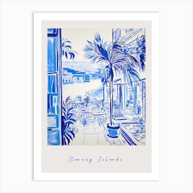 Canary Islands Spain 3 Mediterranean Blue Drawing Poster Art Print