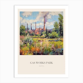 Gas Works Park Seattle 3 Vintage Cezanne Inspired Poster Art Print