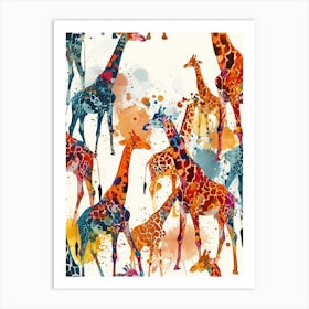 Giraffe Watercolour Colourful Pattern 1 Art Print