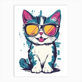 Cat In Sunglasses Art Print