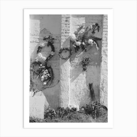 Decorations On Side Of Family Burial Vault In Cemetery At New Roads, Louisiana On All Saints Day By Russell Lee Art Print