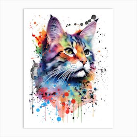 Watercolor Cat Art Print