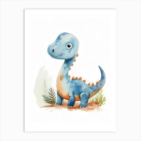 Cute Cartoon Dimorphodon Dinosaur Watercolour 2 Art Print