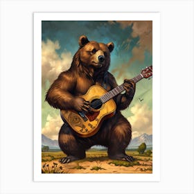 Bear Playing Guitar Art Print