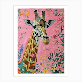 Floral Animal Painting Giraffe 4 Art Print