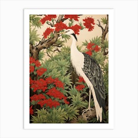 Woodland Sage And Bird 2 Vintage Japanese Botanical Art Print