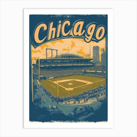 Aihrgdesign A Retro Travel Poster For Chicago Featuring The H 3f6da962 81eb 4ee1 8a70 3bda82c567ea 1 Art Print