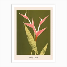 Pink & Green Heliconia 3 Flower Poster Art Print