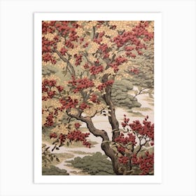 Cherry 2 Vintage Autumn Tree Print  Art Print