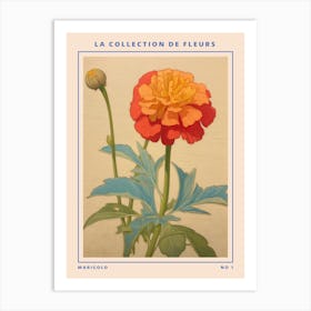 Marigold French Flower Botanical Poster Art Print