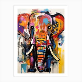 Elephant Whirl in Colorful Streets Art Print