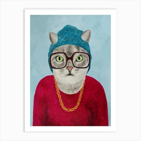 Rapper Cat Art Print