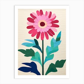 Cut Out Style Flower Art Gerbera Daisy 1 Art Print