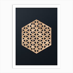 Abstract Geometric Gold Glyph on Dark Teal n.0463 Art Print