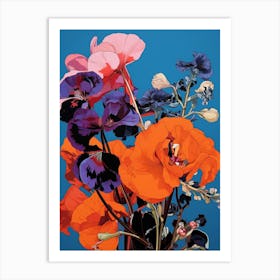Surreal Florals Sweet Pea 3 Flower Painting Art Print