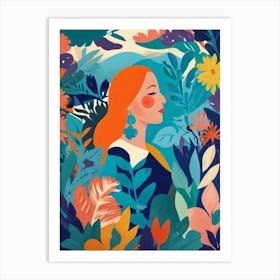 Girl In The Jungle Art Print