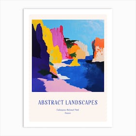 Colourful Abstract Calanques National Park France 1 Poster Blue Art Print
