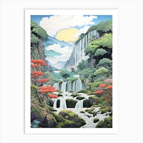 Nachi Falls In Wakayama, Ukiyo E Drawing 4 Art Print