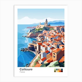 Collioure, France, Geometric Illustration 2 Poster Art Print