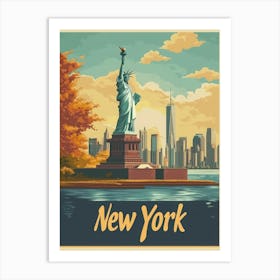 Aihrgdesign A Retro Travel Poster For New York Featuring The 3 Art Print