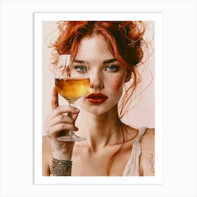 Golden Wine Optical Illusion Art Print