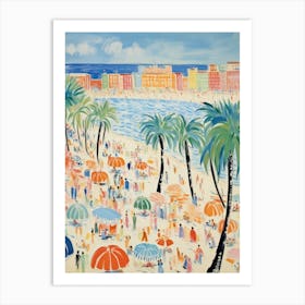 Viareggio, Tuscany   Italy Beach Club Lido Watercolour 3 Art Print