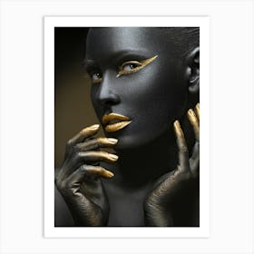 Black Woman With Gold Nails Art Print